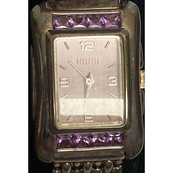 Ecclissi Womens Sterling Silver‎ Wristwatch Amethyst Crystals 32140 SR626SW - Picture 4 of 11
